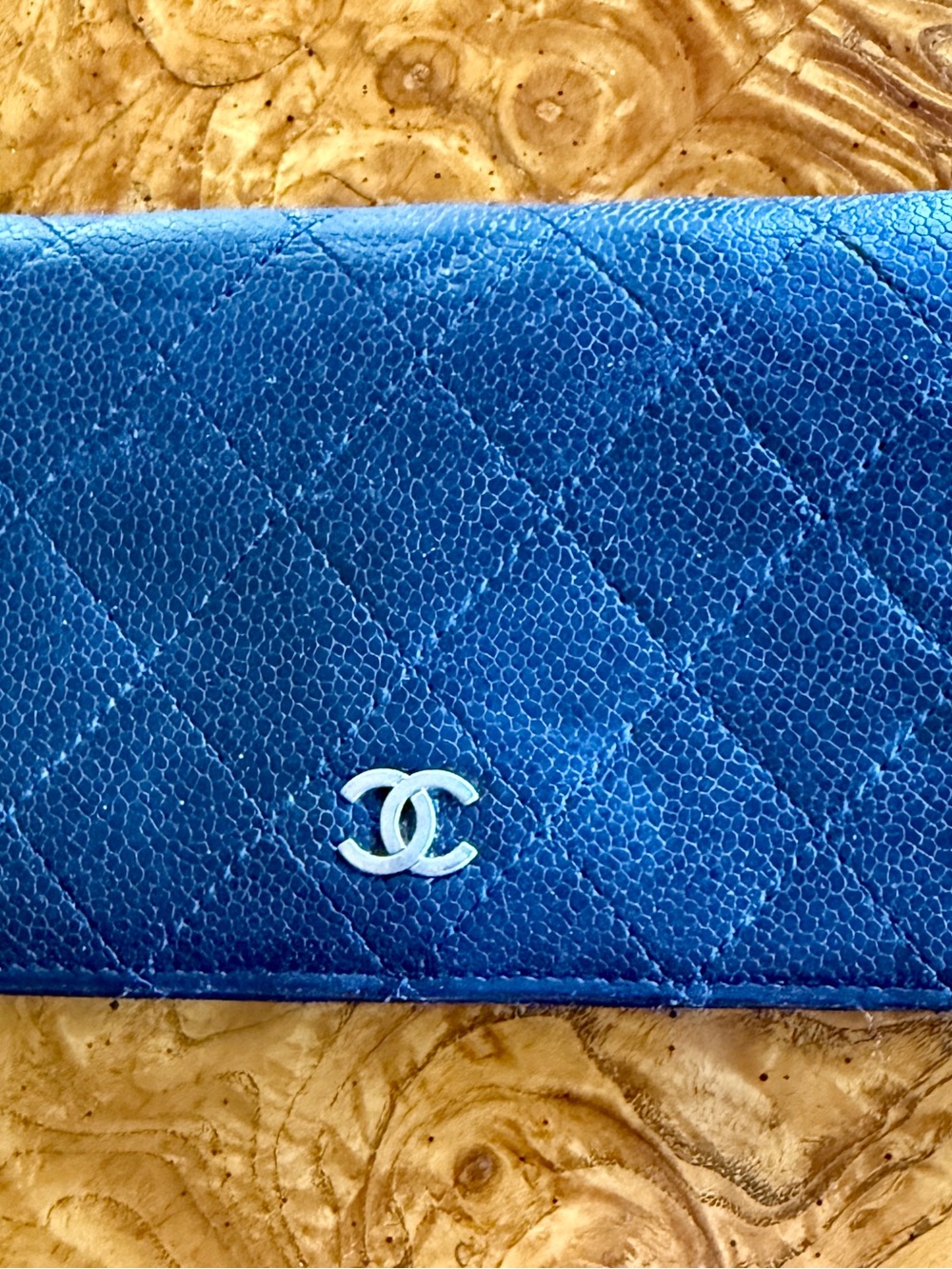 CHANEL Quilted Black Leather Wallet with Silver CC Emblem